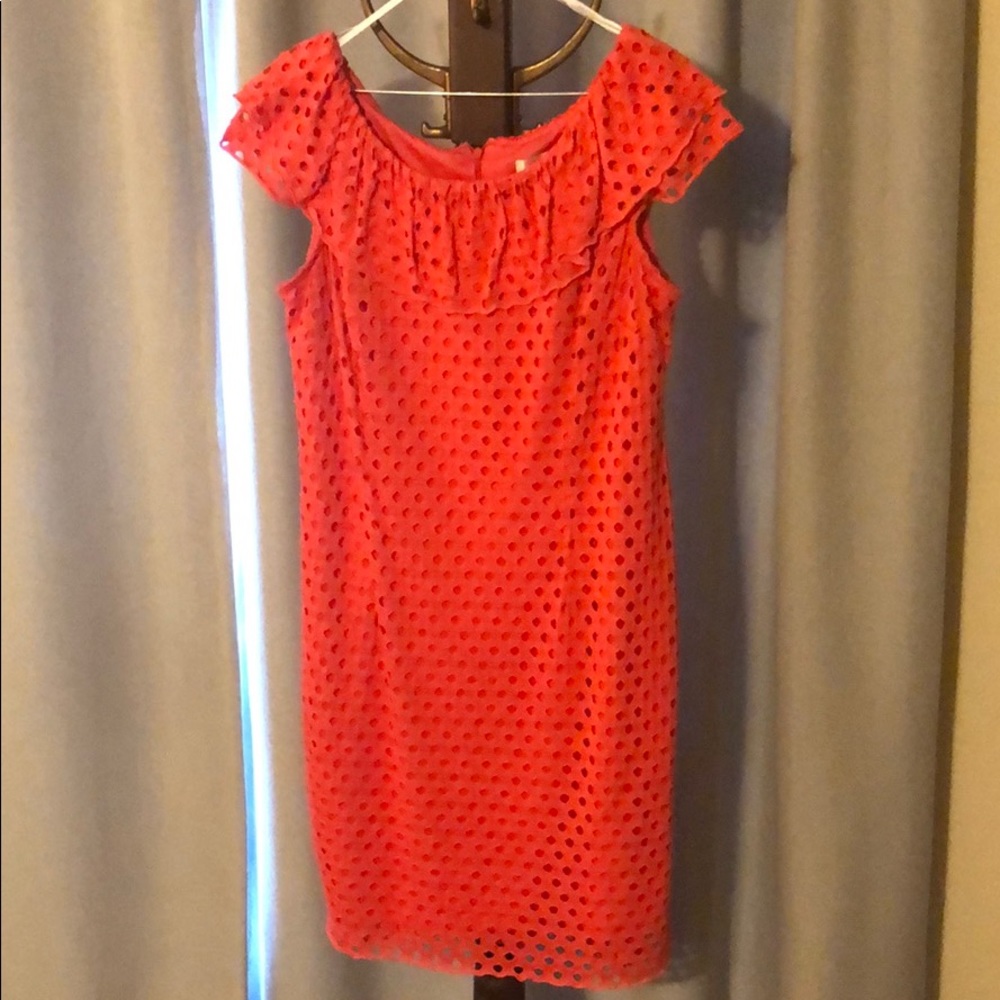 Orange dot cut out dress